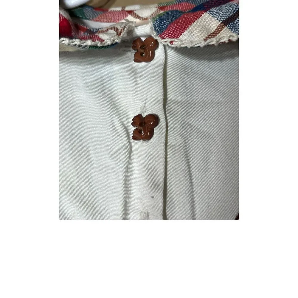 Vintage Oshkosh B’Gosh Girls Plaid Bunny‎ Squirrel print Dress Size 6